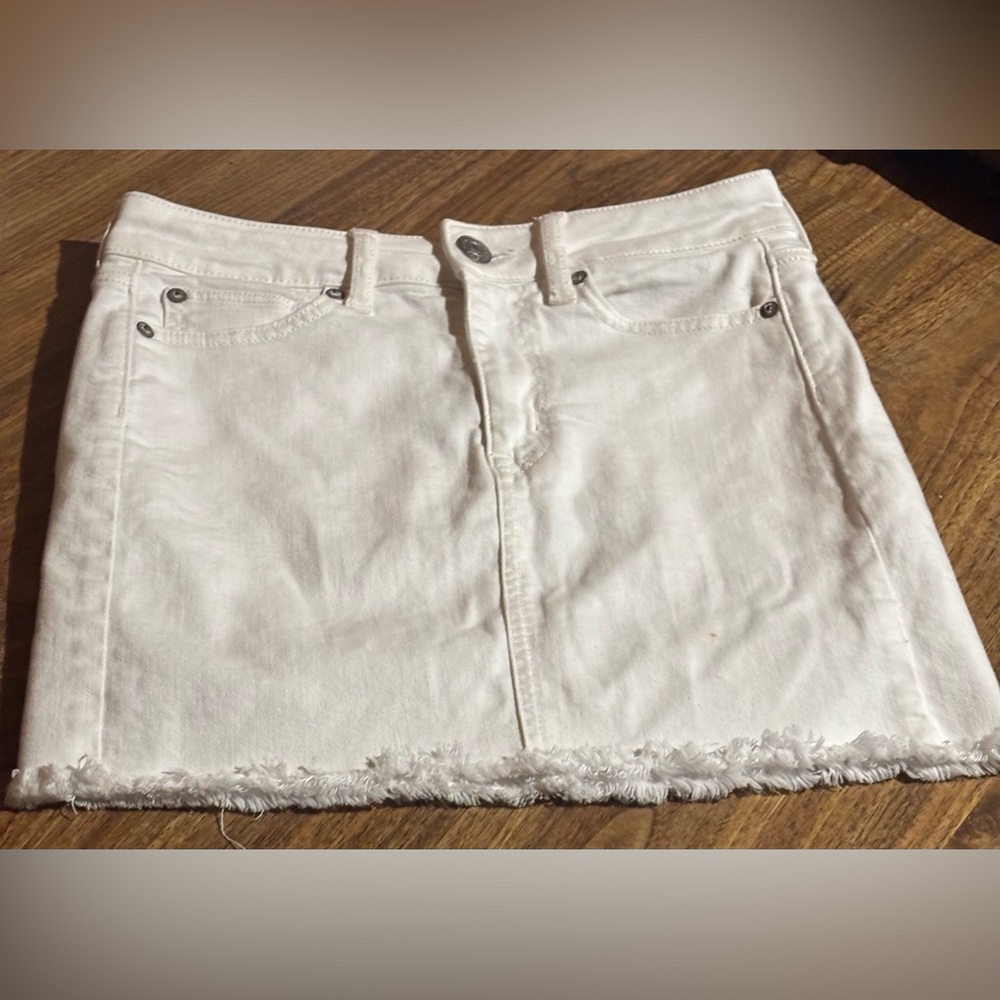 American Eagle Outfitters White Frayed Mini Skirt